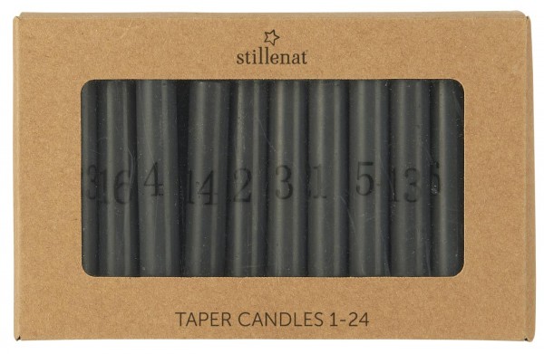 Ib Laursen Dünne Kerzen 1-24 dunkelgrau mit schwarzen Zahlen