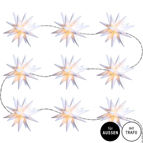 Sterntaler LED-Babystern Lichterkette, 9 Sterne, weiss, Ø 8 cm, für den Innen- & Außenbereich