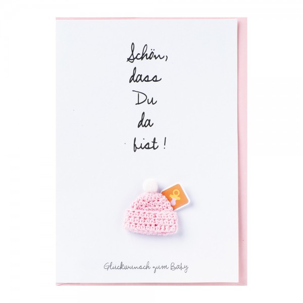 Räder Baby Welcome Card rosa