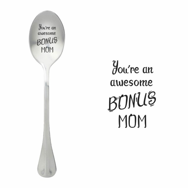 Löffel mit graviertem Spruch "You‘re an awesome Bonus Mom"