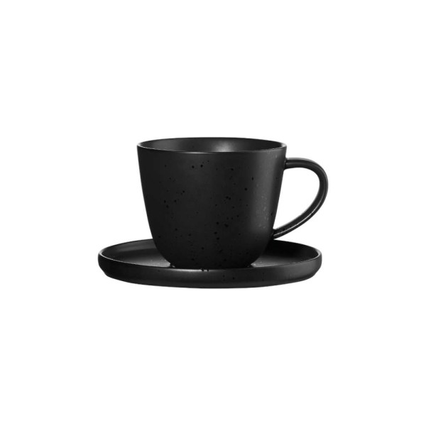ASA Kaffeetasse mit Untersetzer, schwarz